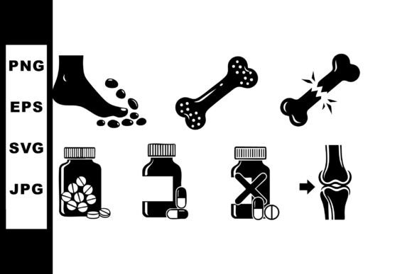 Bone Health and Joint Care Icons with Su