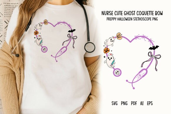 Bow Preppy Halloween Stethoscope PNG