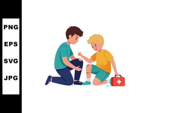 Children Helping Injured Boy with First