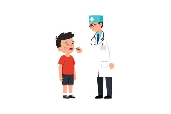 Doctor Examining a Sick Boy in a Minimal