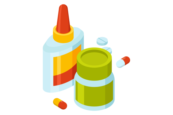 Drugs Isometric Icon: Pharmacy Treatment