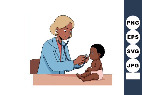 Female Doctor Examining Baby Patient Wit Embroidery Review