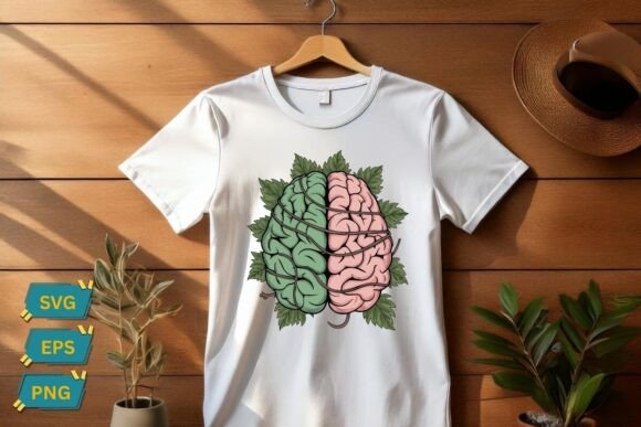 Floral Human Brain Art T-Shirt Design