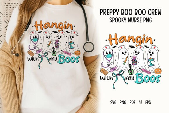 Halloween Funny Preppy Nursing Boos PNG