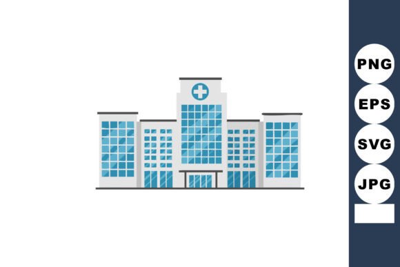 Hospital Building Vector with Blue Windo: Embroidery Review