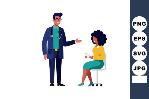 Male Doctor Consulting Female Patient in Embroidery Review