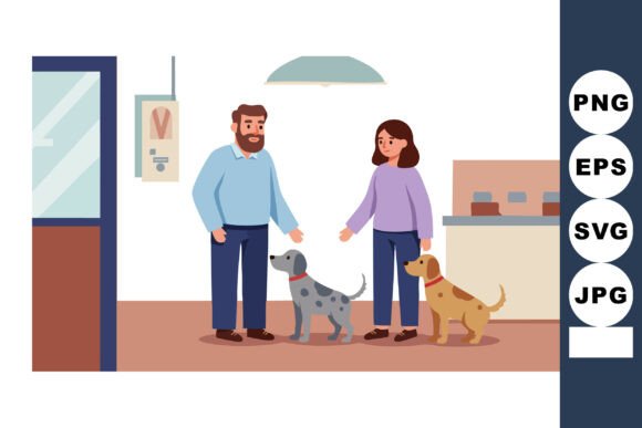 Man and Woman with Two Dogs in Veterinar: Practical Review