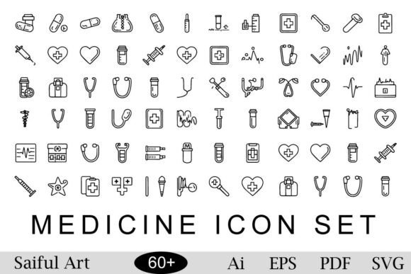 Medicare Icon Set Vector Black and White: Embroidery Review