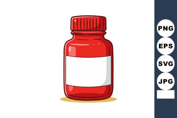 Red Medicine Bottle with Blank Label