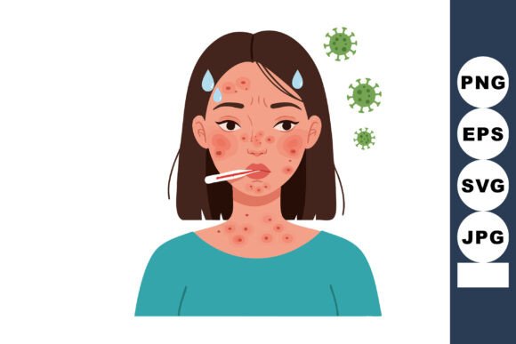 Sick Woman with Fever and Red Rash Sympt: A Designer’s Review