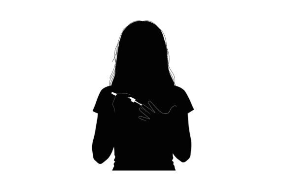 Silhouette of Woman Using Syringe Inject