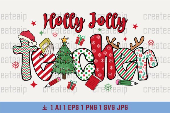 Xmas, Holly Jolly Teacher Christmas PNG