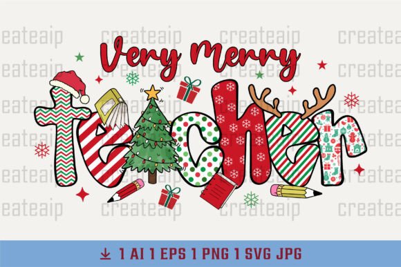 Xmas, Very Merry Teacher Christmas PNG